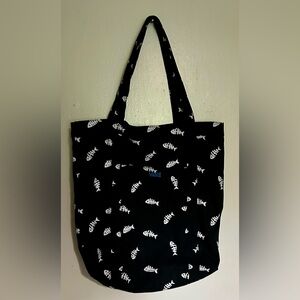 Vans Black and White Skeleton Fish / Fishbone Tote with Pockets